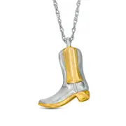 Cowboy Boot Pendant in Sterling Silver and 14K Gold Plate
