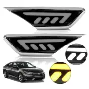 Side Turn Signal Lamp Light Black + DRL Trim 2 Pc Fits Honda Civic Fc 2016 - 17 (for: Honda Civic)