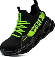 [SDEQA] Works Shoes for Mens Safety Boots Steel Toe Cap Trainers Non-Slip Breathable Lightweight Comfortable Cushioning Industrial Footwear