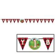 Lumberjack Bear Birthday Party Supplies Banner