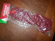 Vintage Christmas Tree Beads Garland Red Sparkle Strand, Nos, Handfords, 80 in.