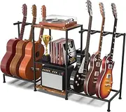 LIFXIZE Guitar Stand for Acoustic Multiple Guitars Holder with 3-tier Storage Shelf, Guitars Display Rack Guitar Amp Accessories with Soft-Padded Protect Multi Guitar Stand for Home Studio Music Room