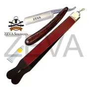 Straight Cut Throat Shaving Razor Leather Sharpening Strop Strap & DOVO Paste