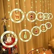 ZCWZMW Christmas Window Hanging Lights,9.8Ft 125 Led Christmas Curtain Lights,USB Powered Christmas Curtain Fairy String Lights for Window,Christmas Tree,Christmas Decoration,Indoor & Outdoor