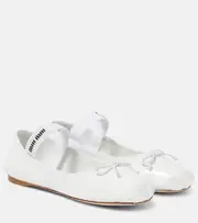 [Miu Miu] Miu Miu Logo patent leather ballet flats AU 6 white