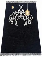 Portable Carpet with Tassels Dorm Rug Black Rug for Bedroom Black Carpet Rugs for Bathroom Kitchen Living Room
