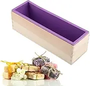 QANYEGN 1200ML Rectangular Soap Moulds, Silicone Cake Mould with Wooden Box, Soap Making Mould for Cake, Ice Cream and Chocolate Making