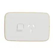 Clipsal Iconic ARCTIC WHITE Essence Skin Socket Switch Horizontal Single - E3015C-AW