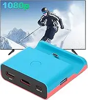 HDMI Video Converter, Video Converter Picture Clearer One Button Display Switch Charging Dock Stand Free Switch Mechanical Stand for Switch (Blue Red)