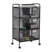 Mind Reader Utility Storage Cart 6-Tier Metal 4-Wheeled Rolling W/ Drawers Black