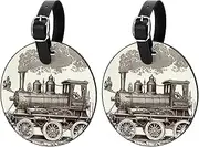 [KQNZT] Luggage Tags for Suitcases, 2 Pcs Personalized Luggage Tags for Suitcases, Bag Tags for Luggage, Custom Luggage Tags, Luggage Tags 2 Pack, Steam Engine Retro
