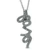 Natural Diamond Accent Cursive "love" Pendant in Sterling Silver
