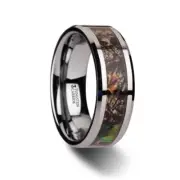 NEW Realistic Tree Camo Tungsten Carbide Ring with Green Leaves