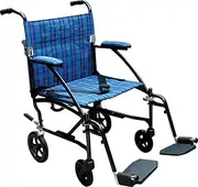 Drive Medical Fly Lite Ultra Lightweight Transport Wheelchair, Blue Frame, 17 lbs