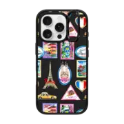 iPhone 16 Pro Impact Ring Stand Case MagSafe Compatible Vintage Luggage Stickers