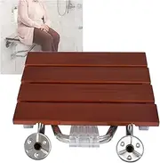 Teak Wood Folding Shower Seat Bench, Foldable Wall Mounted Seat, Fold Down Shower Seat for Inside Shower Seating Smooth Shower Chair for Seniors,Disabled Load of 330 Lb