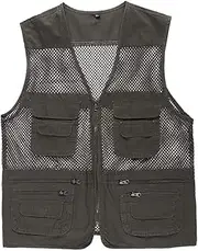[Daoba] Summer Outdoor Sports Vest Mesh Breathable Safari Vest with Many Pockets for Hunting Fishing Camping