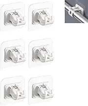 6 PCS self-Adhesive Curtain Rod Hook Curtain Rod clamp Retainer no Punch Paste Bracket for Kitchen, Living Room, Bathroom, Room