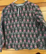 NWT Elephantito Black Feather Top Girls Henley Size 10