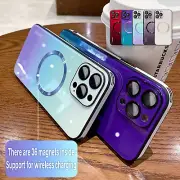 Gradient MagSafe Glass Case For iPhone 16 15 14 13 Pro Max 12 11 +Lens Protector