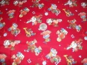 CRANSTON VIP SCREEN PRINT FABRIC B IS FOR BEARS ALMOST 4YDX40"W RED BACKGROUND