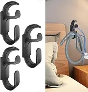 CPAP Hose Hook with Anti-Unhook Feature - CPAP Mask Hook and CPAP Tube Holder - CPAP Hose Organizer Avoid Tangled CPAP Hose and Sleep Better (Sticky fix 3 pcs, Black)