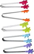 DINHEAROM 5pcs Mini Food Tongs Hand Shape Silicone Tips Sugar Tongs for Cooking Grilling BBQ Buffets and Various Snacks Colorful