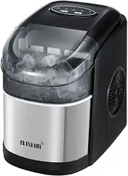 Maxkon 12KG Portable Ice Maker Machine, 9 Ice Cubes Ready in 6-13 Mins,2 Sizes Bullet Shaped Self-Clean Cube Making Countertop with Ice Scoop and Basket for Home/Kitchen/Office/Outdoor