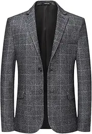[Zadaos] Men Plus Size Blazers Fashion Casual Single Breasted Plaid Printed Suit Jacket Coat