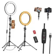 10" Ring Light with 55" Extendable Tripod Stands and Phone Holder, Dimmable
