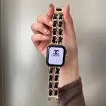 INS金屬鏈條錶帶 小香風 蘋果手錶帶 適用於 APPLE WATCH 9 8 7 6 SE 5 4 3 ULTRA錶帶