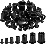 Glarks 100Pcs M5 Rivet Nuts Carbon Steel Metric Rivet Nuts Black Zinc Plated Carbon Steel Flat Head Rivnut Threaded Insert Rivet Nuts Assortment Set