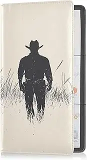 [Caihoyu] Leather Registration and Insurance Card Holder Men Women Essential Car Wallet Case for Cards, Essential Document Driver License Western Cowboy Boots Gun Vast Grasslands