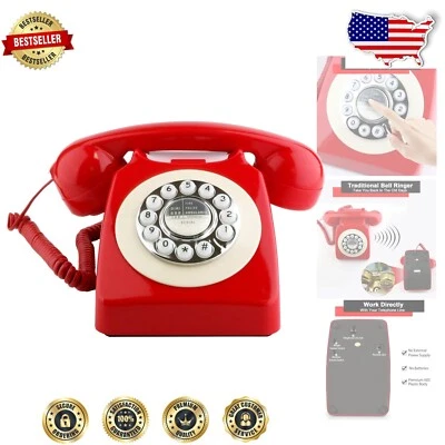 Old Fashioned Corded Telephone - Push-Button with Adjustable Volume Control