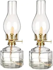 Emergency 1 Pair Retro Oil Lamp for Indoor Use Vintage Glass Kerosene Lamp w/Wick Lantern Rustic Transparent Hurricane Lamp Home Emergency Lighting Butter lamp Oil Lantern