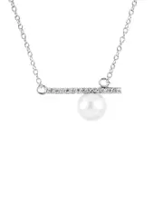 Splendid Pearls Silver 6-6.5mm Freshwater Pearl & CZ Pendant Necklace