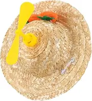 Happyyami Hat for Decoration Adorable Woven Knitted Accessory with Chin Strap Photo Prop for Dogs and Pets Yellow Carrot S
