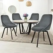 ALFORDSON Velvet Dining Chairs Set of 4, Kitchen Chair with Swivel Seat, Metal Legs & Floor Protector, Reading Seating for Home Cafe Coffee Table, Max 150kg, Grey