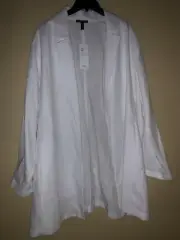 Eileen Fisher White Notch Collar Tencel Organic Linen Slub Blazer XL