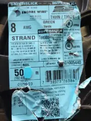 8 Awg Copper Wire 50 ft Green THHN THWN-2 Super slick Encore ELITE