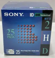 Sony 2HD Floppy Diskettes Disk IBM Formatted 1.44 MB 3.5 Inch 25-Pack SEALED NEW