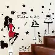 Wall Sticker Fashion Girl Flower Stars Nursery Wall Decal Home Decor Removable