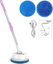 Electric Round Mop,180 Degree Cordless Floor Cleaner,Electric Round Spin Mop,Rechargeable spinnng Mop for Floors with Adjustable Long Handle,for Shower Bathtub,Glass Kitchen Cleaning