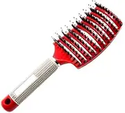 UTSAUTO Boar Bristle Hair Brush, Professional Curved Vented Curly Hair Detangling Brush for Women, Men, Paddle Detangling Brush for Wet Dry Curly Thick Straight Hair, (Red)