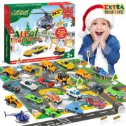 Christmas Advent Calendar 2022 for Kids Alloy Vehicles and Helicopter Toy Sets