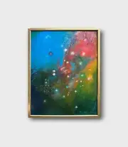 Abstract Oil painting battle of dragons Ukrainian painter Canvas Framed original
