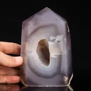 1103g127mm Druzy Agate Geode Tower Point Natural Crystal Polished Quartz Healing