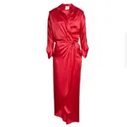 NWT TWP 100% Silk Nights at Hotel Du Cap Raspberry Wrap Dress size Medium