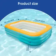 180/210Cm Inflatable Swimming Pool Summer Outdoors Square-Shaped Kids Paddling P