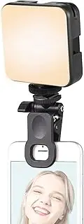 SaZaK W64 Mini Clip-on LED Video Light Mobile Phone Fill Light Tablet Computer Video Conference Light 2500K-6500K Dimmable for Online Meeting Live Streaming Selfie